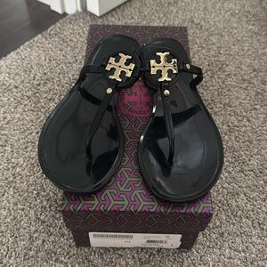 Tory Burch Mini Miller Black Jelly Sandals Size 7